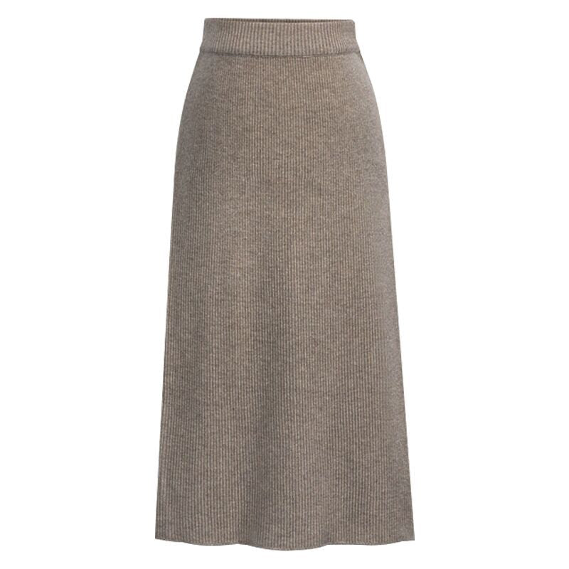 Women's High-Waisted Wool Midi Skirt