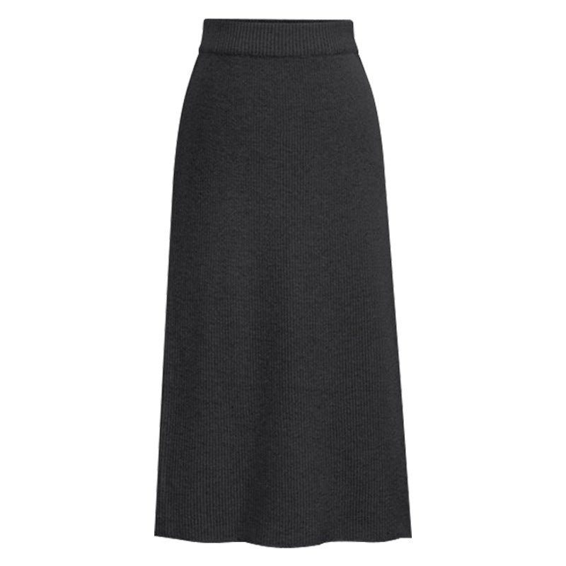 Women's High-Waisted Wool Midi Skirt