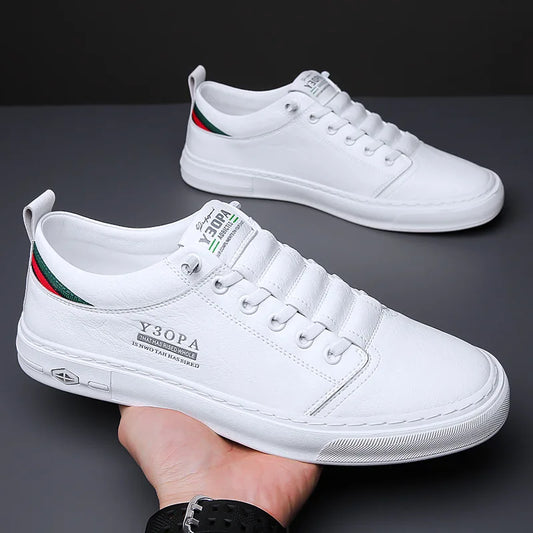 Men's White Leather Casual Sneakers