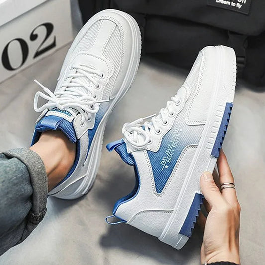 Unisex White & Blue Chunky Sneakers
