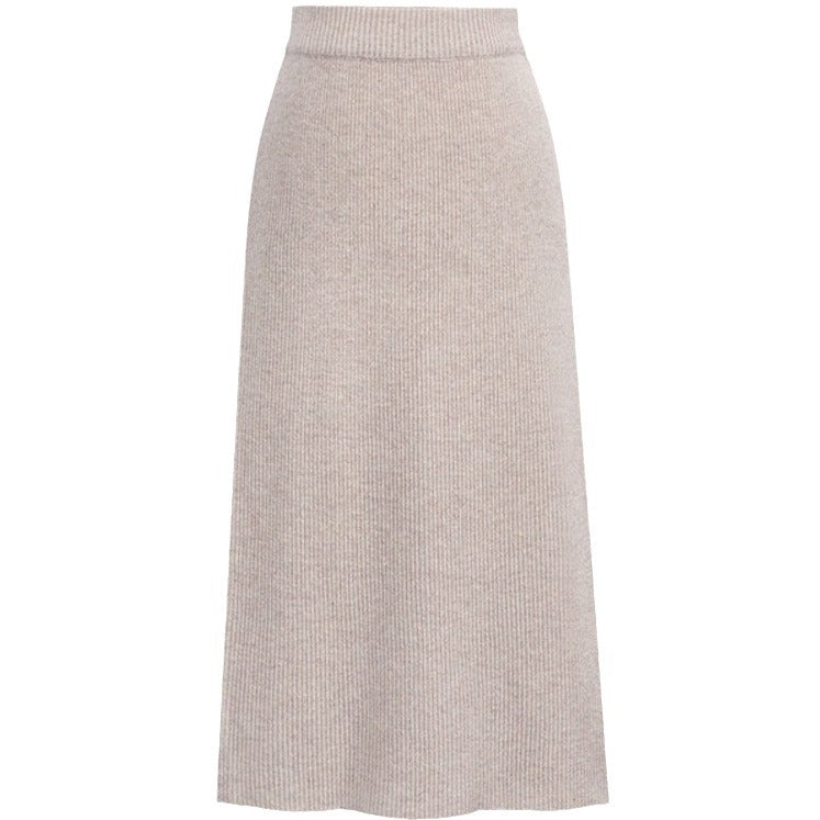 Women's High-Waisted Wool Midi Skirt