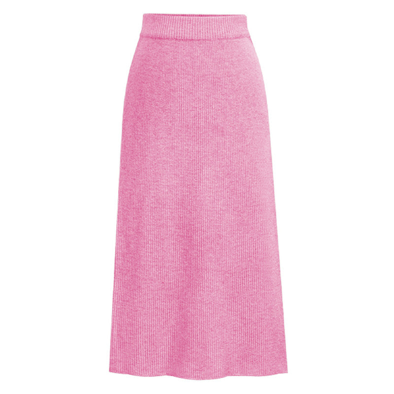 Women's High-Waisted Wool Midi Skirt