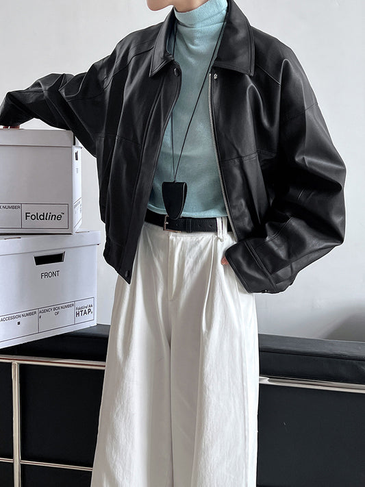 Women's Oversized Faux Leather Biker Jacket