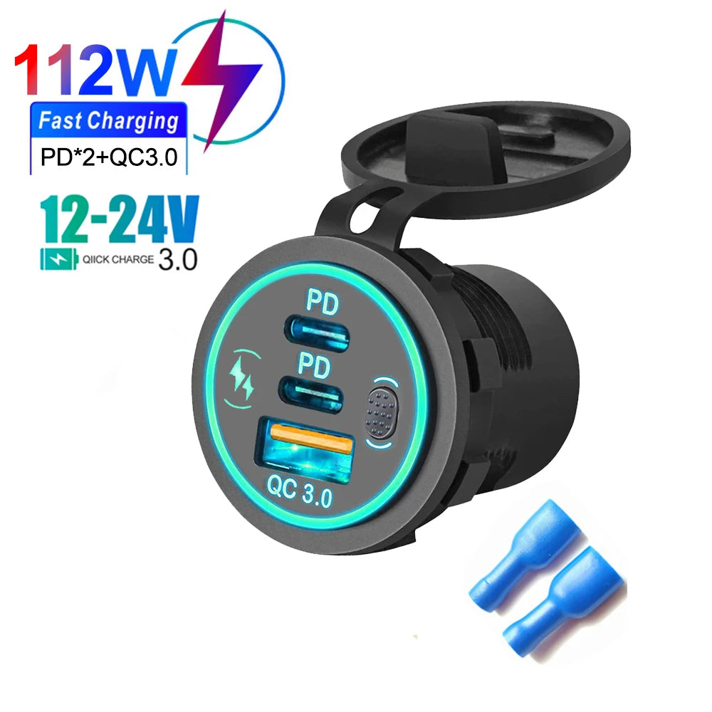 112W Dual Fast Car Charger – PD & QC 3.0