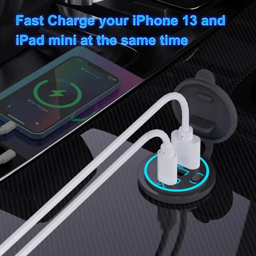 112W Dual Fast Car Charger – PD & QC 3.0