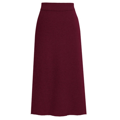 Women's High-Waisted Wool Midi Skirt