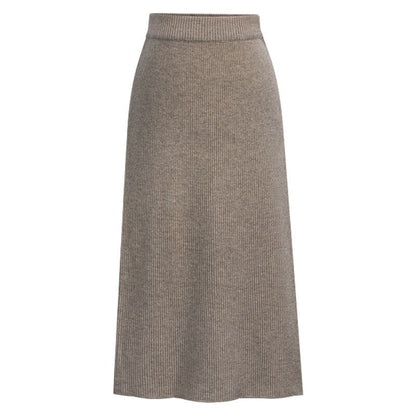 Women's High-Waisted Wool Midi Skirt