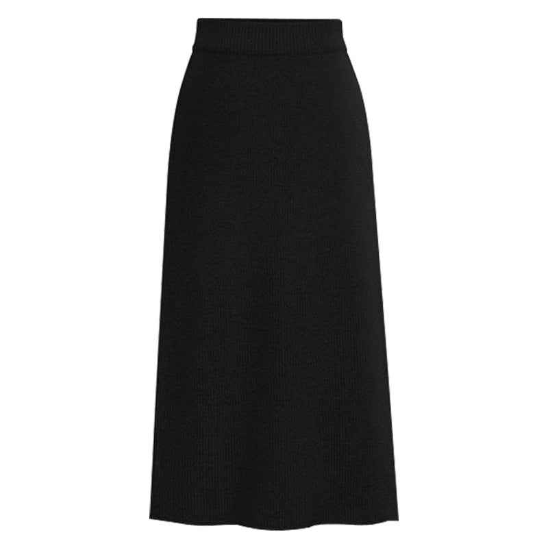 Women's High-Waisted Wool Midi Skirt