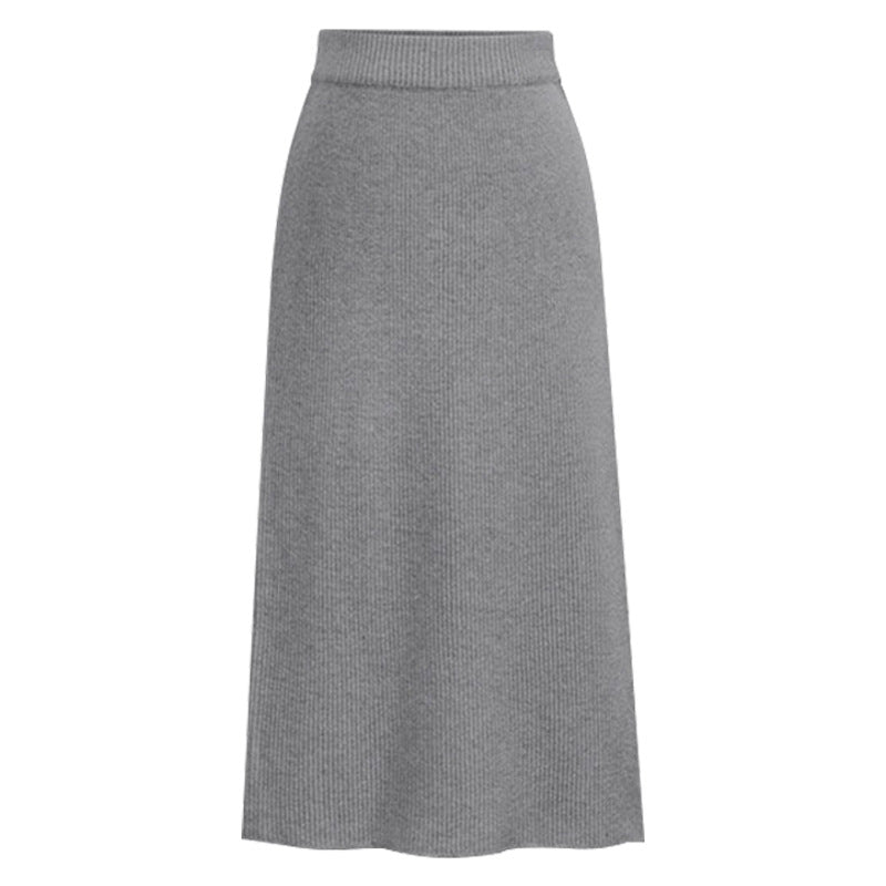 Women's High-Waisted Wool Midi Skirt