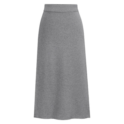 Women's High-Waisted Wool Midi Skirt