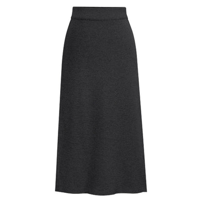 Women's High-Waisted Wool Midi Skirt