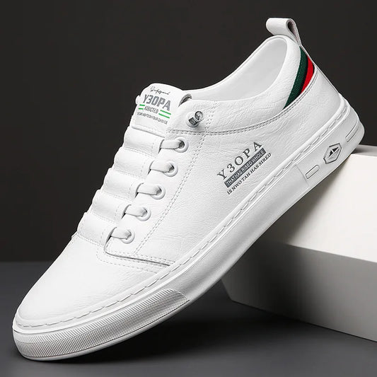 Men's White Leather Casual Sneakers