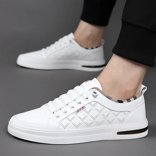 Men's White Geometric Sneakers