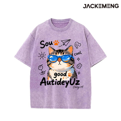 Oversized Cool Cat Graphic T-Shirt
