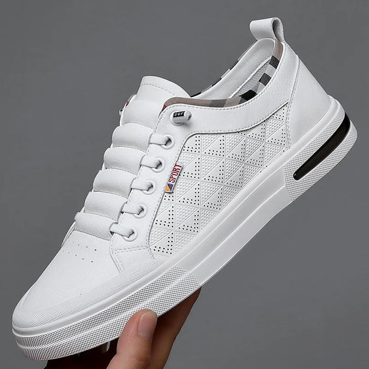 Men's White Geometric Sneakers