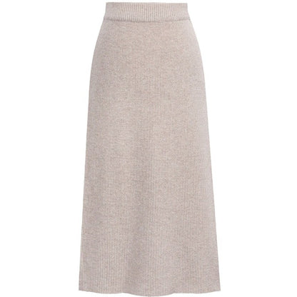 Women's High-Waisted Wool Midi Skirt