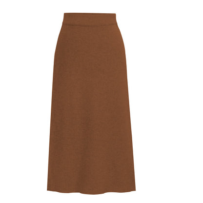 Women's High-Waisted Wool Midi Skirt