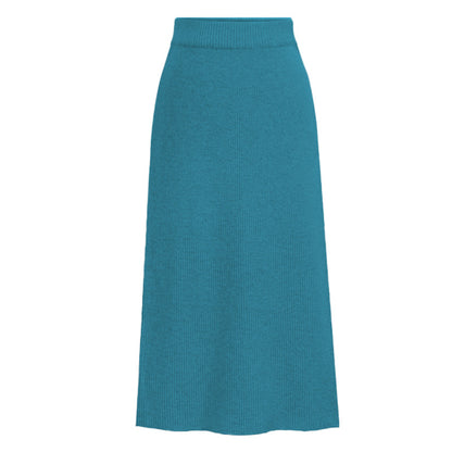 Women's High-Waisted Wool Midi Skirt