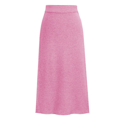 Women's High-Waisted Wool Midi Skirt