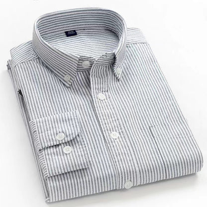 Men's Color-Block Striped Cotton Shirt