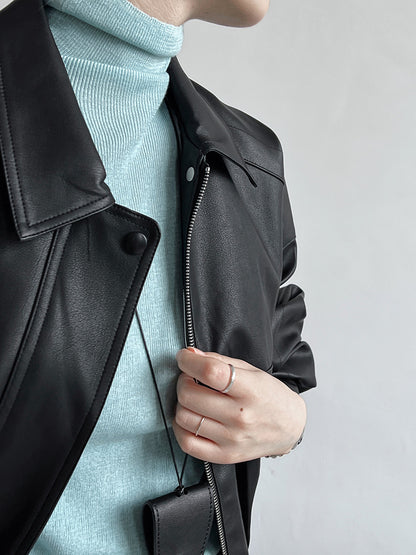 Women's Oversized Faux Leather Biker Jacket