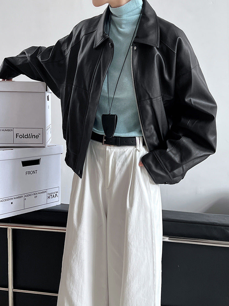 Women's Oversized Faux Leather Biker Jacket