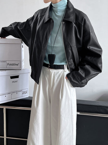 Women's Oversized Faux Leather Biker Jacket
