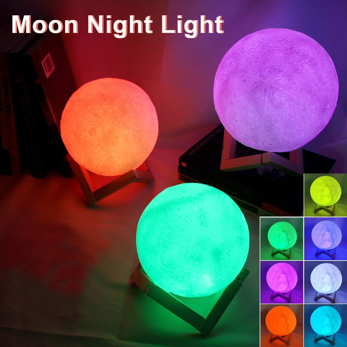 LED Moon Night Light with Stand