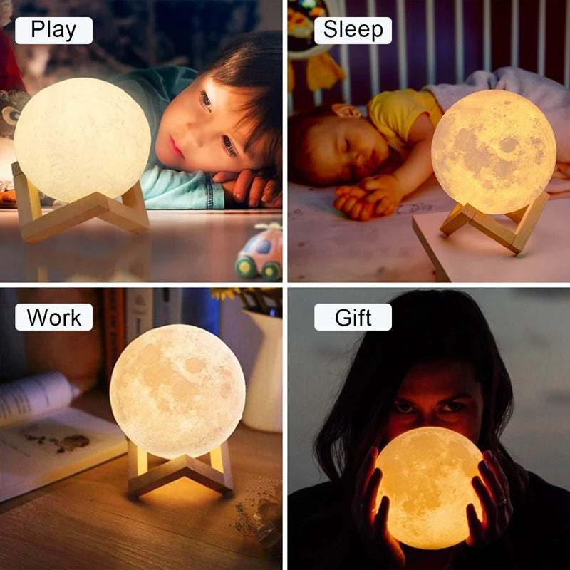 LED Moon Night Light with Stand
