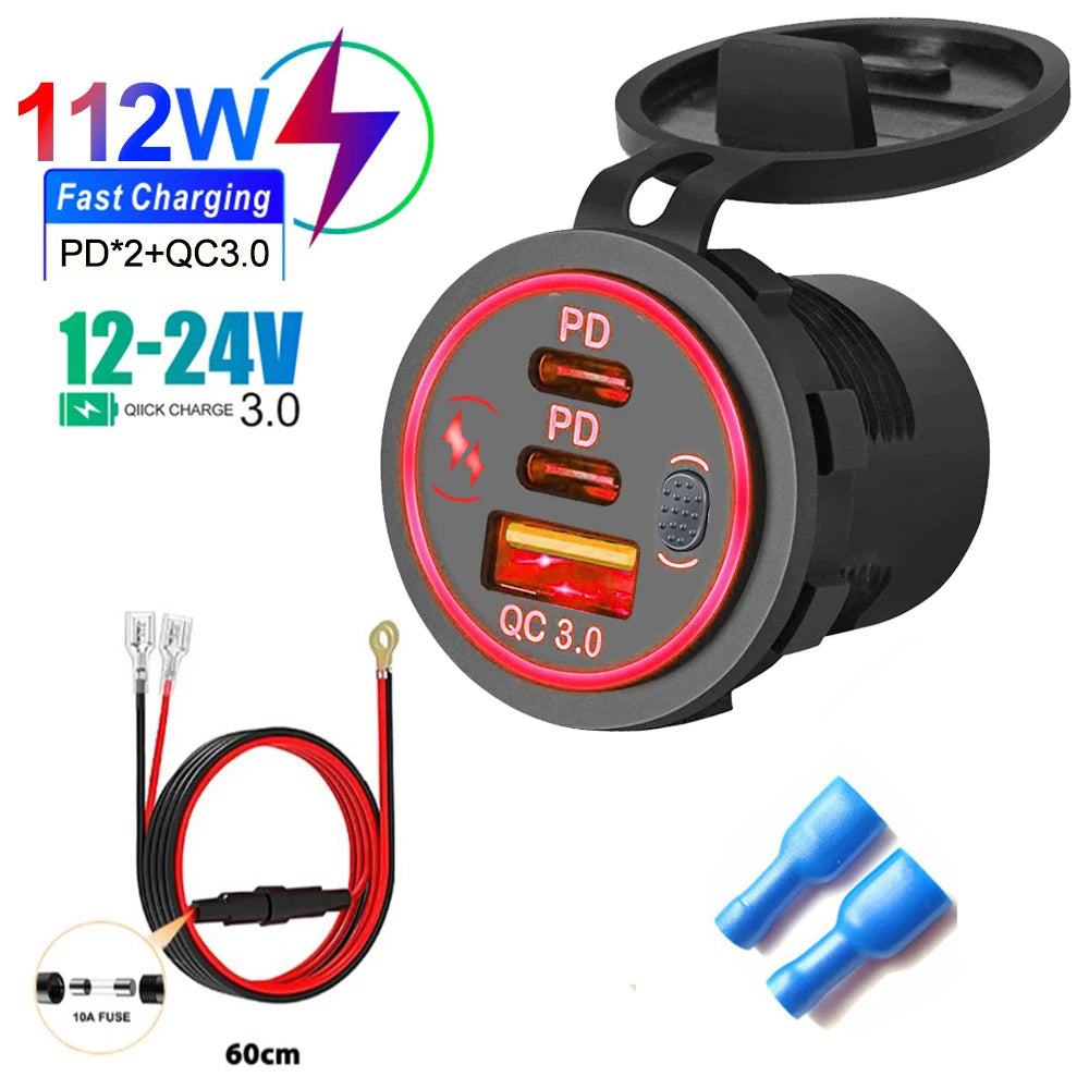 112W Dual Fast Car Charger – PD & QC 3.0