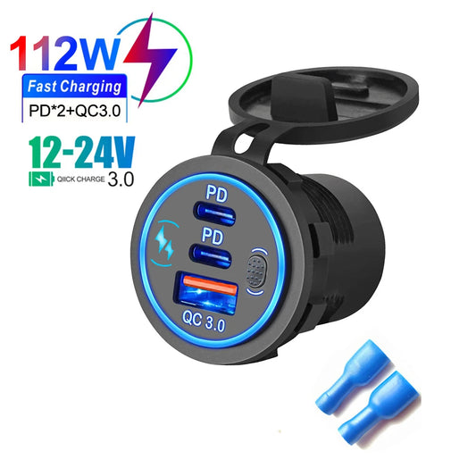 112W Dual Fast Car Charger – PD & QC 3.0