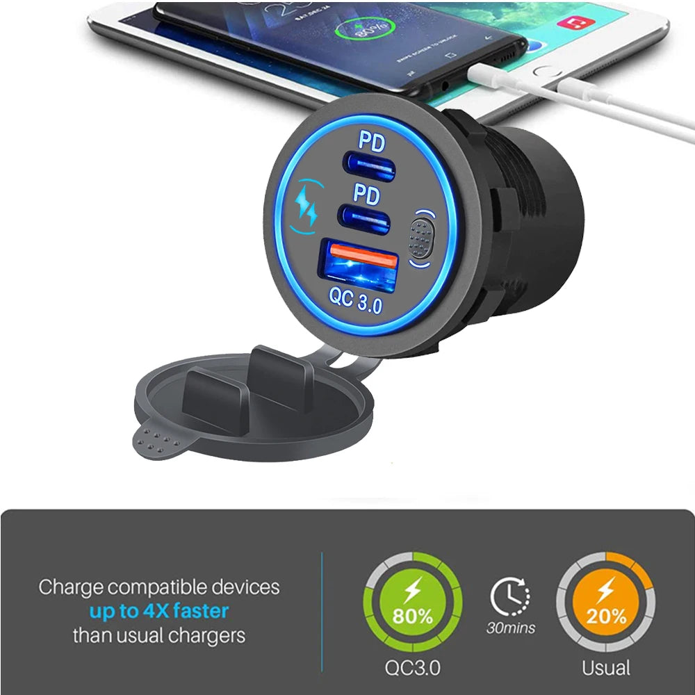 112W Dual Fast Car Charger – PD & QC 3.0