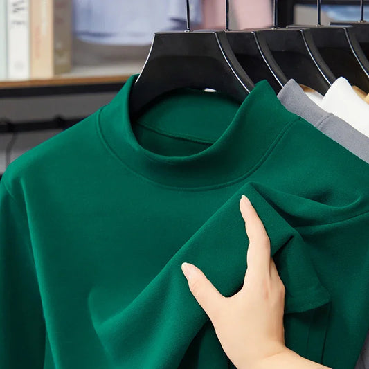 Men's Fleece-Lined Thermal Mock Neck Shirt