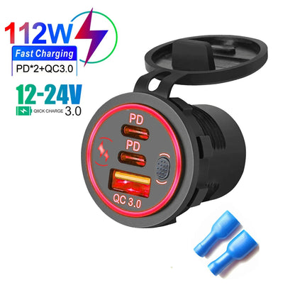 112W Dual Fast Car Charger – PD & QC 3.0