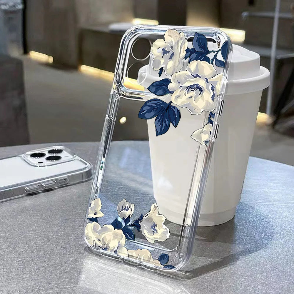Vintage Floral Clear TPU iPhone Case