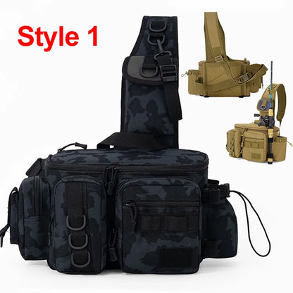 Fishing Tackle Backpack with Rod Holder