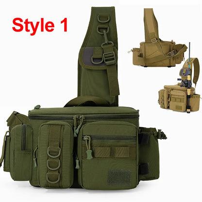 Fishing Tackle Backpack with Rod Holder