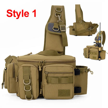Fishing Tackle Backpack with Rod Holder