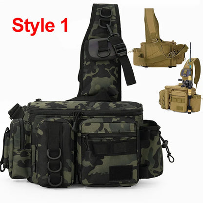 Fishing Tackle Backpack with Rod Holder